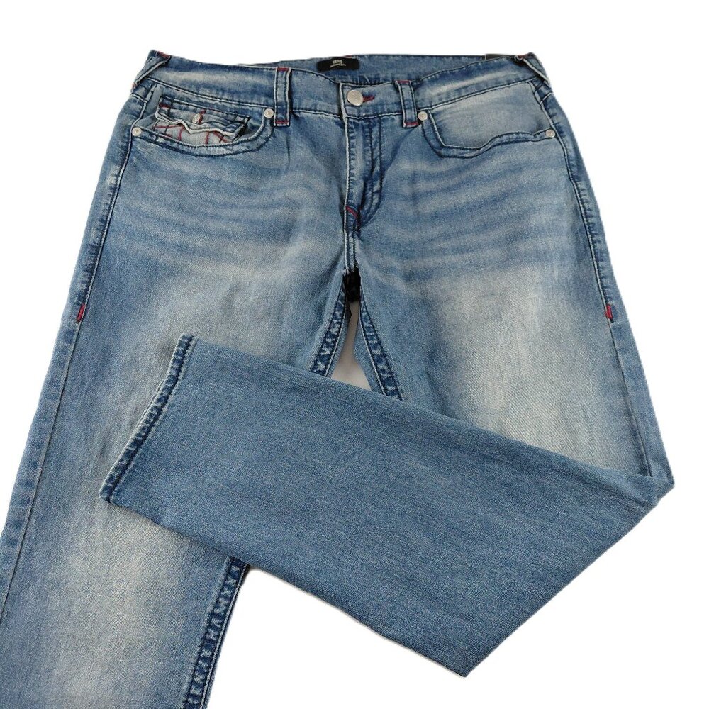 True Religion Geno Big T Flap Slim Fit Jeans Men's Size 38 Light Autumn Walk